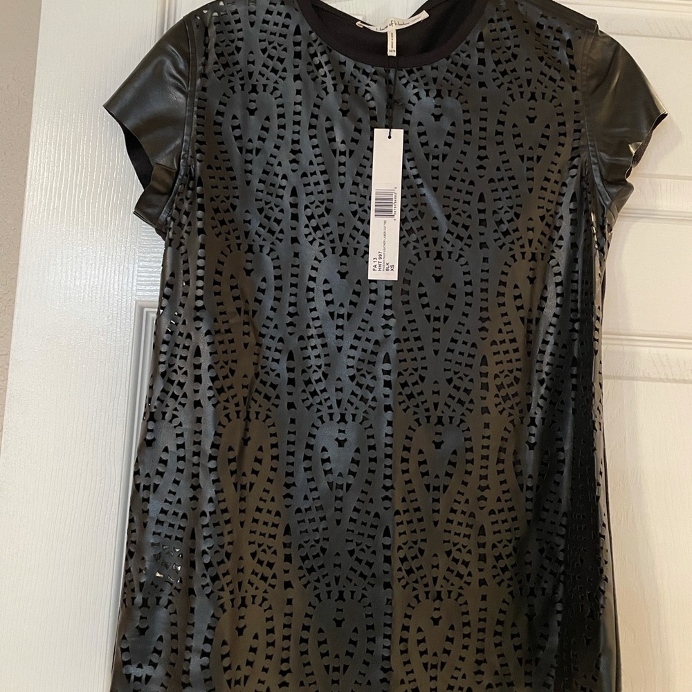 Short sleeve pleather top by House of Harlow